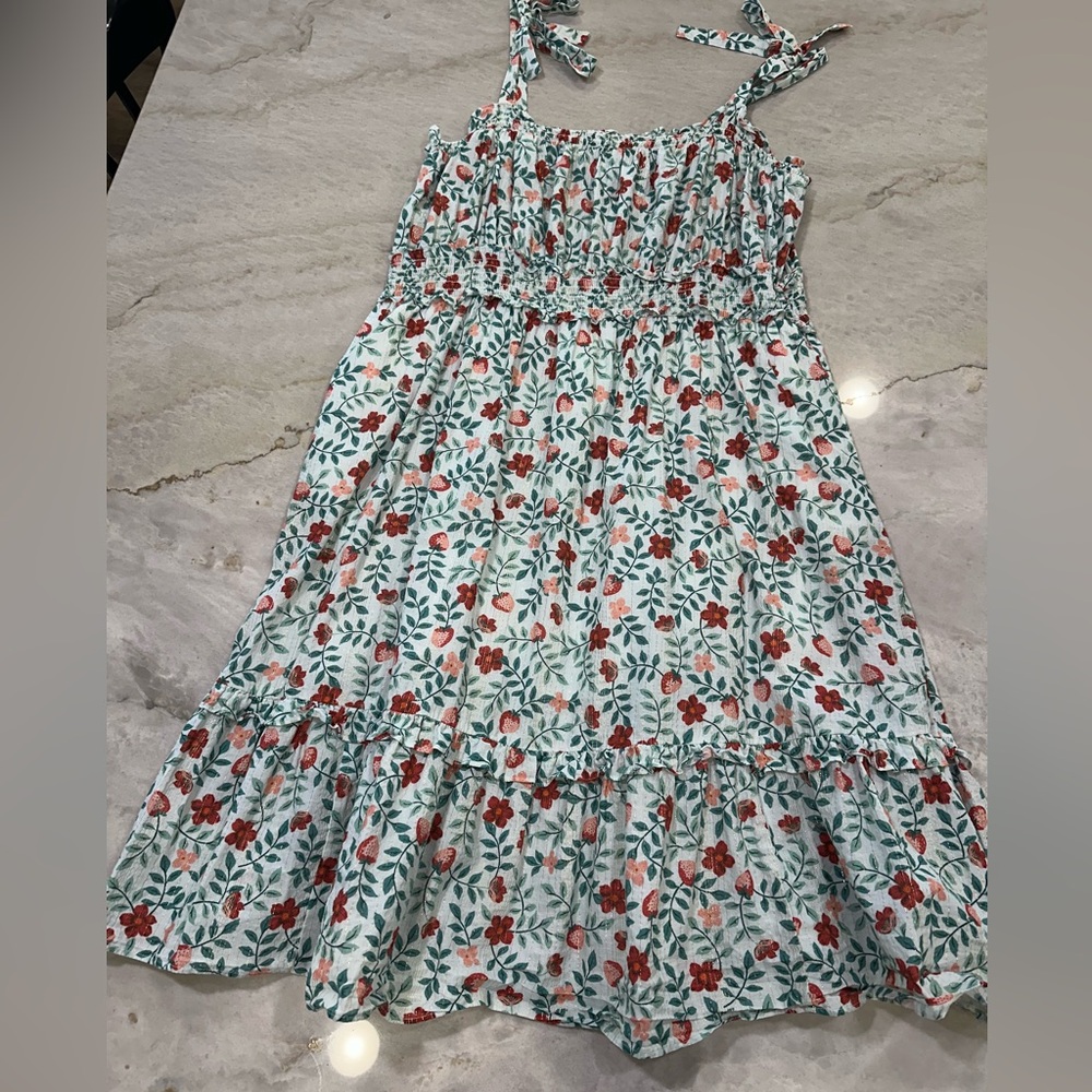 Draper James Cream Floral Tie-Shoulder Knee Length Dress - Picture 2 of 7